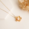 Silver Necklace with Pearl Flower Design