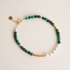 Malahit ve İncili Gümüş Bileklik
