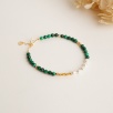 Malahit ve İncili Gümüş Bileklik