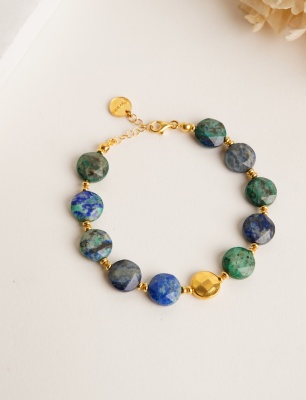 Azurit Taşı Gümüş Bileklik