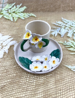 Espresso Cup Set with Daisy