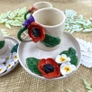Espresso Cup Set with Poppy Flower