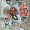 Espresso Cup Set with Pink Flowers