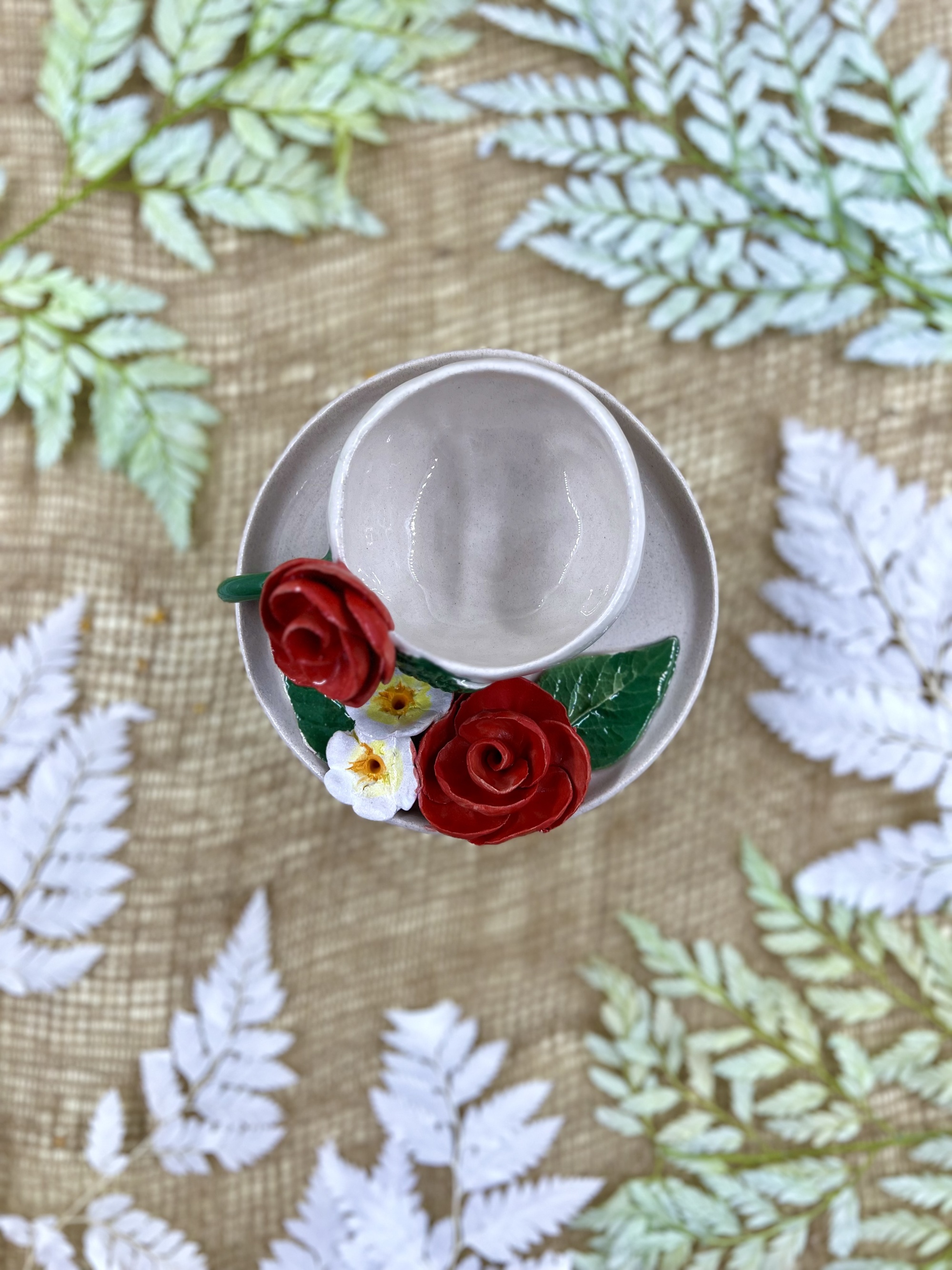 Kırmızı Güller Türk Kahvesi Fincan Set