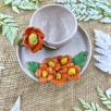 Turkish Coffee Cup Set with Orange Flowers