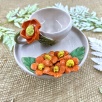 Turkish Coffee Cup Set with Orange Flowers