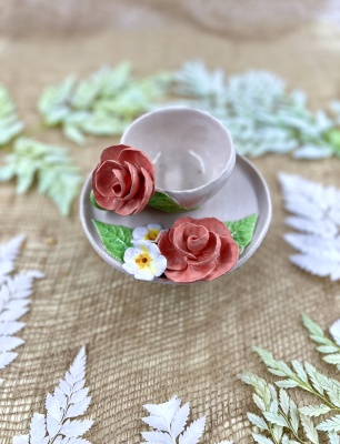 Pembe Gül Türk Kahvesi Fincan Set