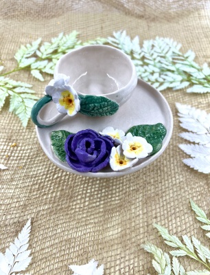 Mor Gül Türk Kahvesi Fincan Set