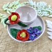 Turkish Coffee Cup Set with Red Flowers
