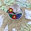 Turkish Coffee Cup Set with Red Flowers