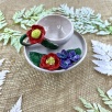 Turkish Coffee Cup Set with Red Flowers