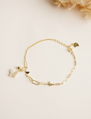 Silver Bracelet with Butterfly Design