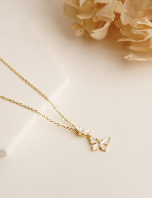 Silver Necklace Butterfly Design