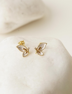 Silver Earrings with Butterfly Design