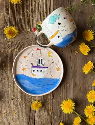 Deniz ve Gemi Tasarım Kahve Mug Set