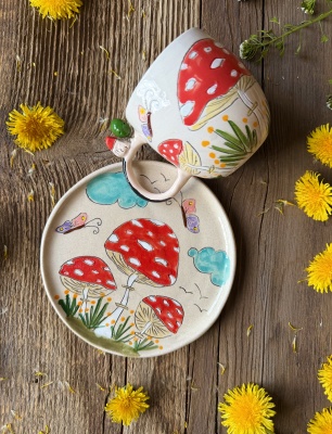 Mantar Tasarım Kahve Mug Set