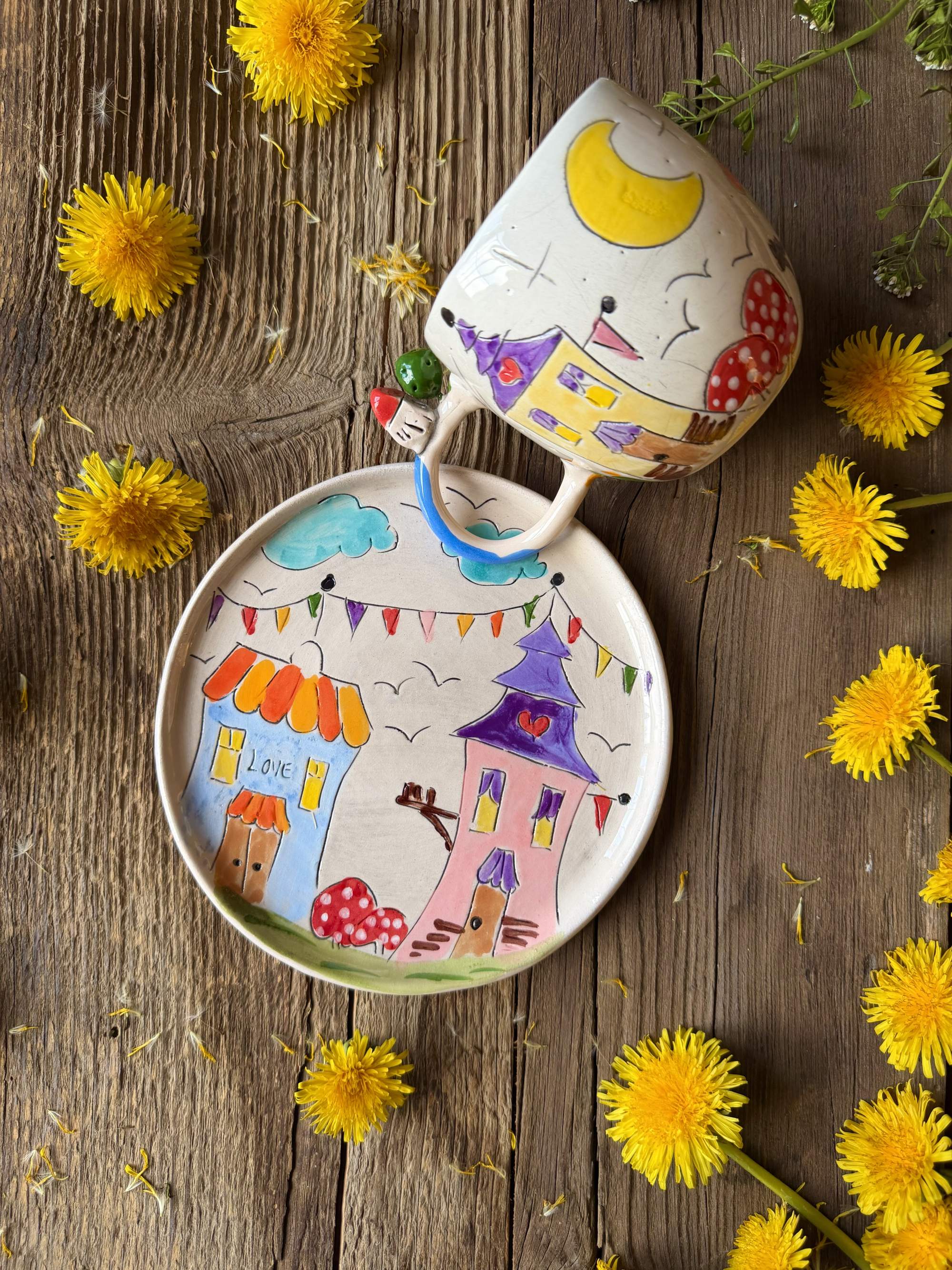 Renkli Evler Kahve Mug Set