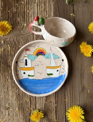 Deniz Kenarı Türk Kahvesi Fincan Set