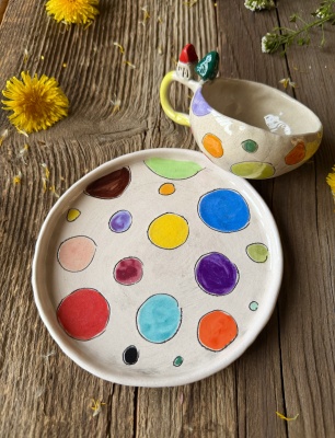 Turkish Coffee Set with Dots Design