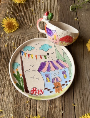 Turkish Coffee Set with Colorful Home