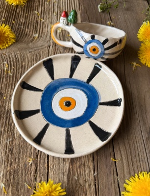 Nazar Boncuğu Türk Kahvesi Fincan Set