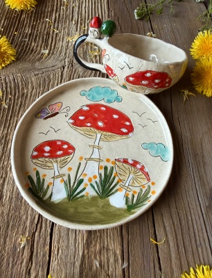 Mantar Tasarım Türk Kahvesi Fincan Set