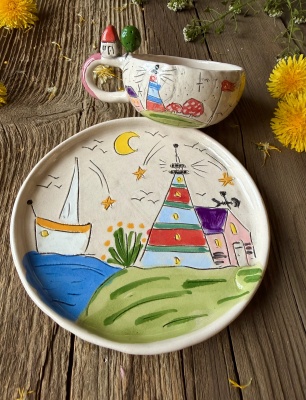 Turkish Coffee Cup Set with Istanbul Design