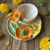Turkish Coffee Cup Set with Orange Flowers