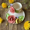 Turkish Coffee Cup Set with Pink Roses