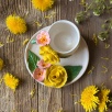 Turkish Coffee Cup Set with Yellow Roses