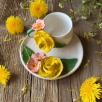 Turkish Coffee Cup Set with Yellow Roses