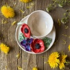 Turkish Coffee Cup Set with Poppy Flower