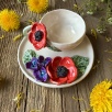 Turkish Coffee Cup Set with Poppy Flower