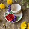 Turkish Coffee Cup Set with Rose Flower