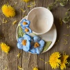 Turkish Coffee Cup Set with Blue Flowers
