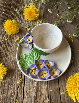 Ortanca Çiçek Türk Kahvesi Fincan Set