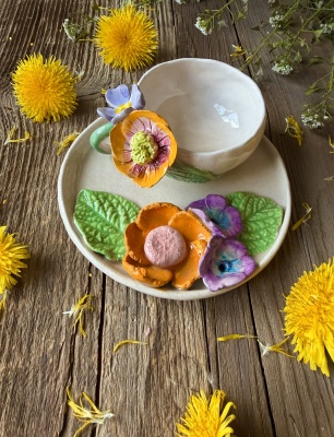 Turkish Coffee Cup Set with Flowers