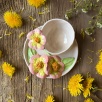 Turkish Coffee Cup Set with Pink Flower