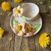 Turkish Coffee Cup Set with Pink Flower