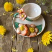 Turkish Coffee Cup Set with Orange Flower
