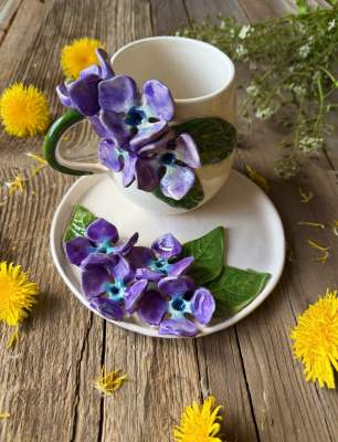 Ortanca Çiçek Kahve Mug Set