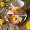Coffee Mug Set with Orange Flowers