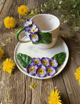 Küçük Çiçekli Kahve Mug Set