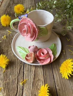 Pembe Gül Kahve Mug Set