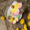 Coffee Mug Set with Yellow Pink Flower