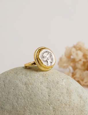 Tarihi Para Tasarımlı Pirinç Yüzük