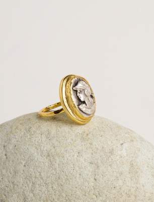 Tarihi Para Tasarımlı Pirinç Yüzük