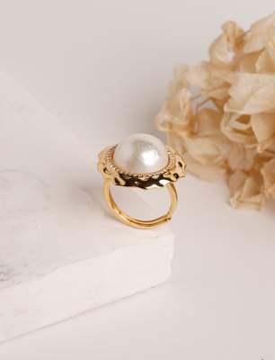 Silver Ring with Baroque Pearl