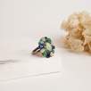 Raw Diamond Silver Ring with Opal, Emerald, Sapphire