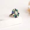 Raw Diamond Silver Ring with Opal, Emerald, Sapphire
